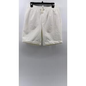 ZARA Men's White Cuffed Drawstring Shorts SZ M